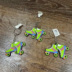 NWT 3 total roller skate keychains by fun express multi color